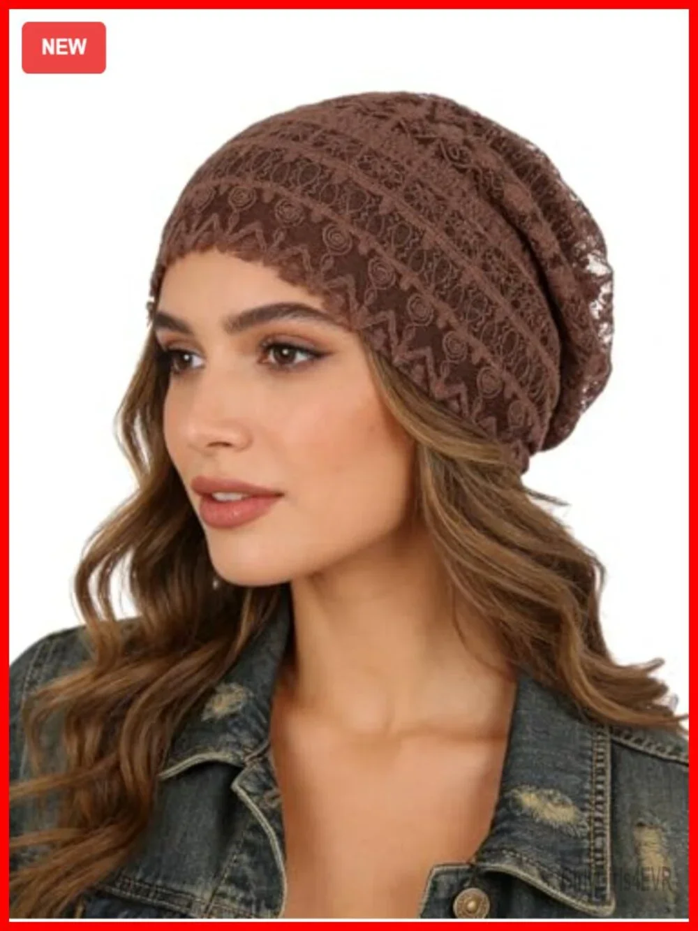 Slouchy Beanie Hat Soft Lightweight Double Layer Cotton Blend Rhinestone